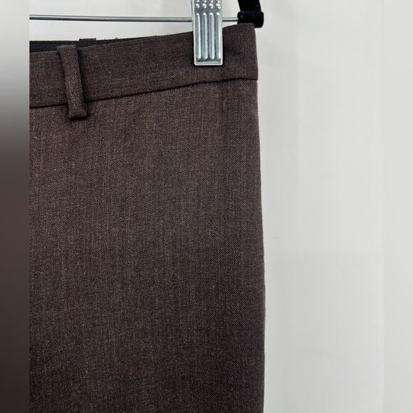 Club Monaco Keri Ivy Flare Leg Trouser Pant Wool Blend Brown Stretch Pocket 4 - Picture 8 of 11
